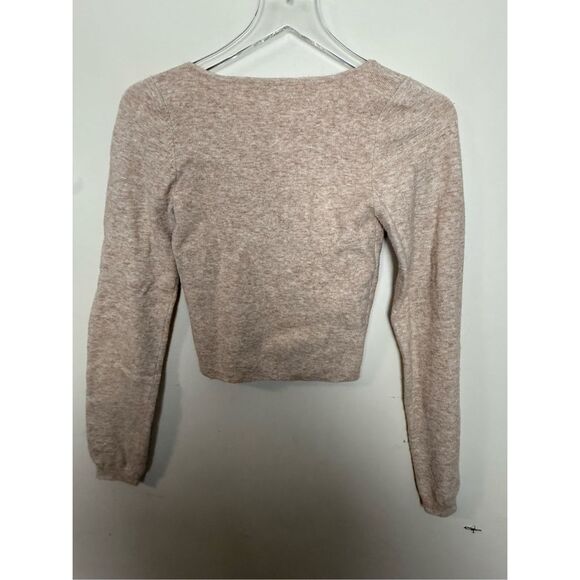 Aritzia Wilfred Greer Sweater Oatmeal Medium Cashmere Blend Y2K Cropped - Picture 5 of 5